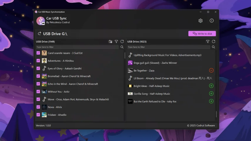 Car USB Music Synchronization